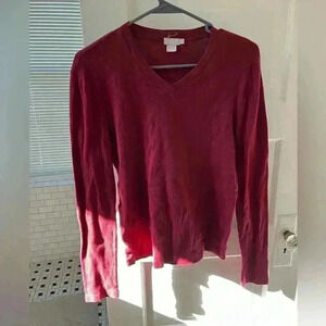 j. Crew burgundy vneck lightweight sweater size xs